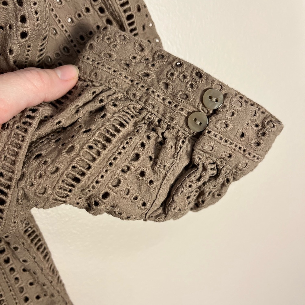 Joie Brown Eyelet Blouse - Picture 4 of 7